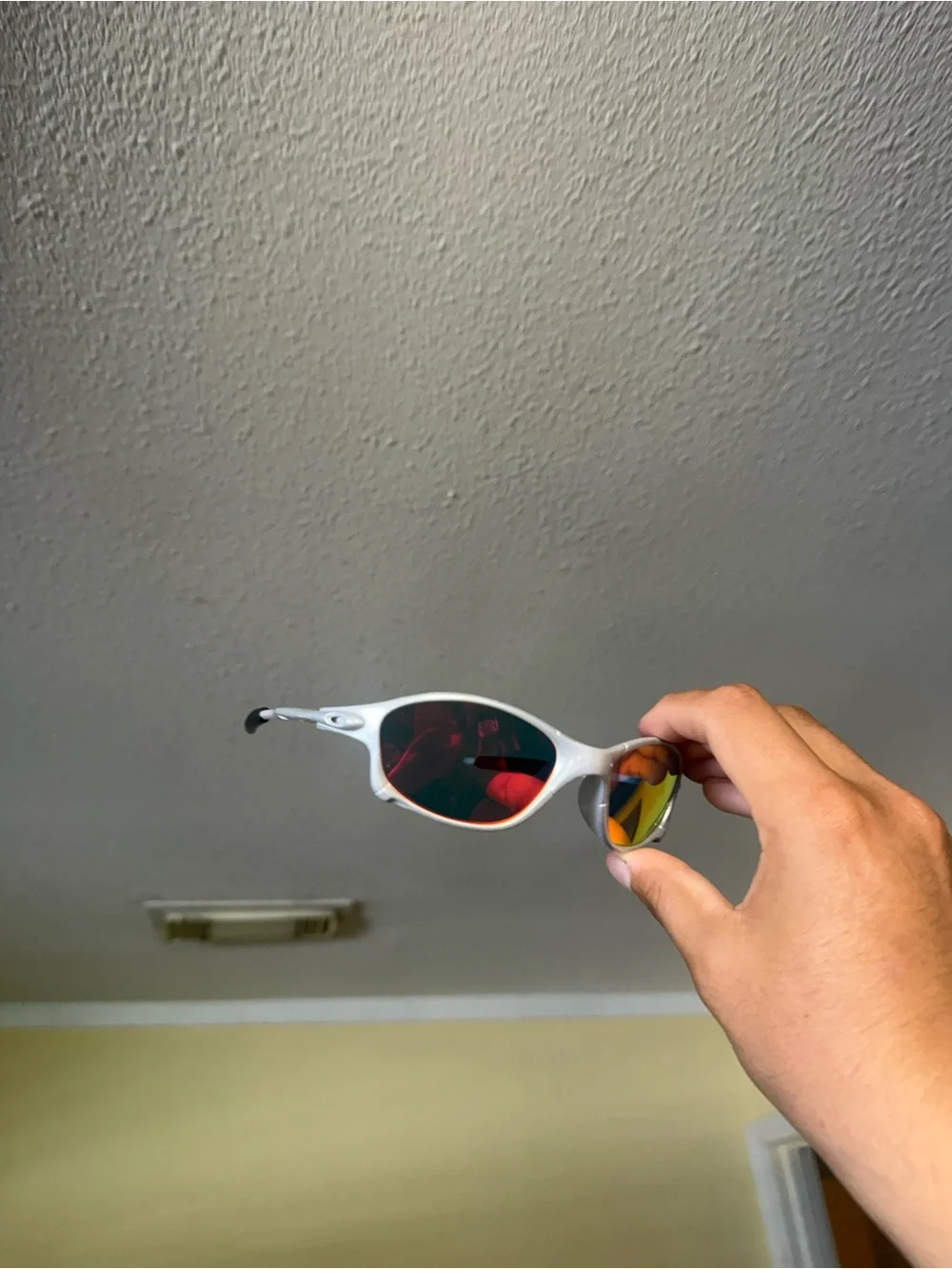 Oakley White Frame Sunglasses with Red/Gold Mirror Lenses oakleys